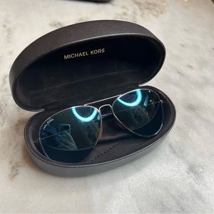 Michael Kors Kennedy Flash Aviator Sunglasses Silver and Blue